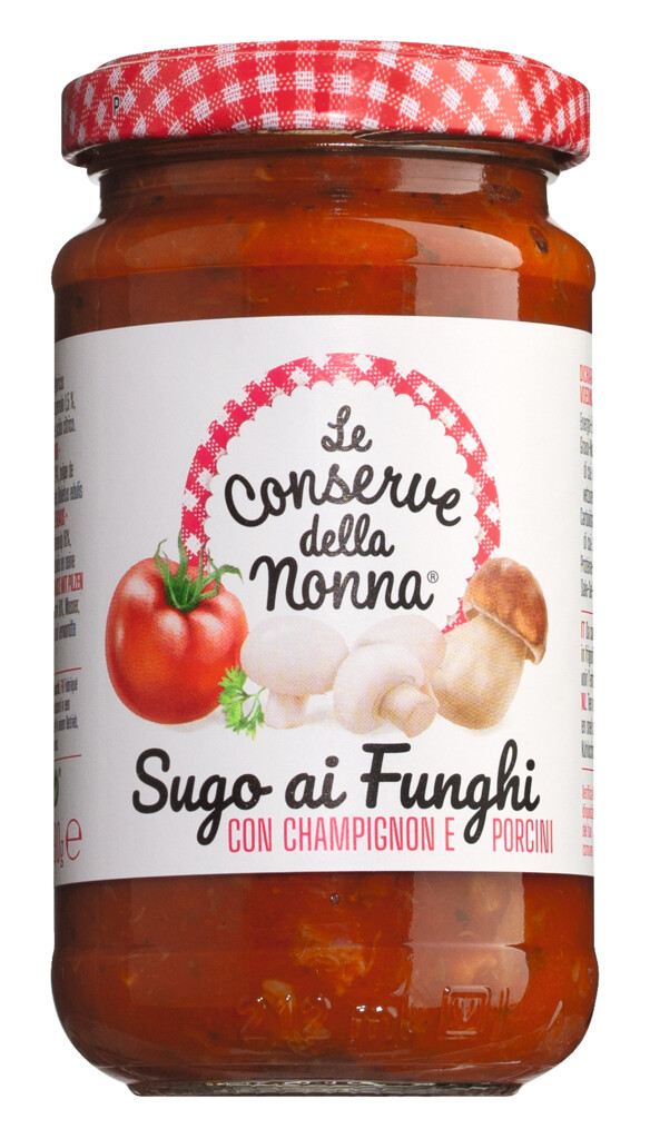 Sugo ai funghi, tomaattikastike sienilla, Le Conserve della Nonna - 190g - Lasi