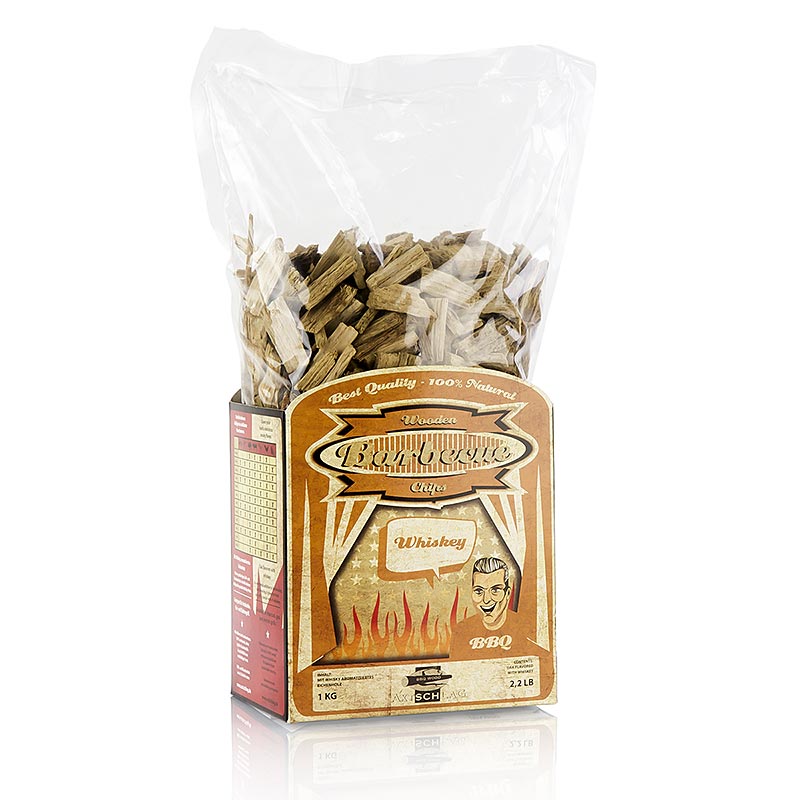 Grill BBQ - ryger chips lavet af whisky eg - 1 kg - taske