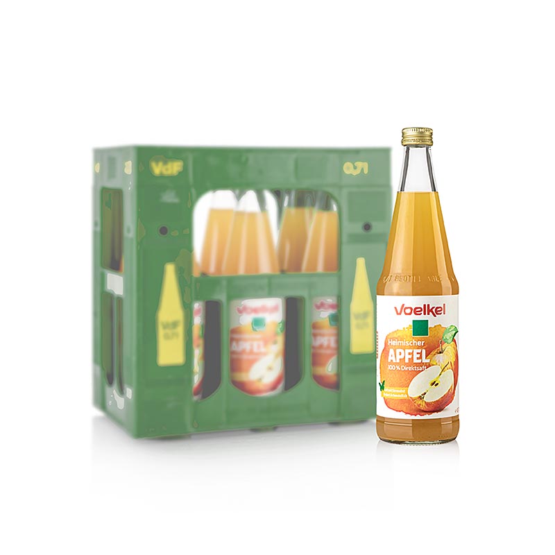 Voelkel stadhbundinn eplasafi 100% beint framleiddur, lifraenn vegan - 4,2 l, 6 x 700 ml - Innborgunarkassi