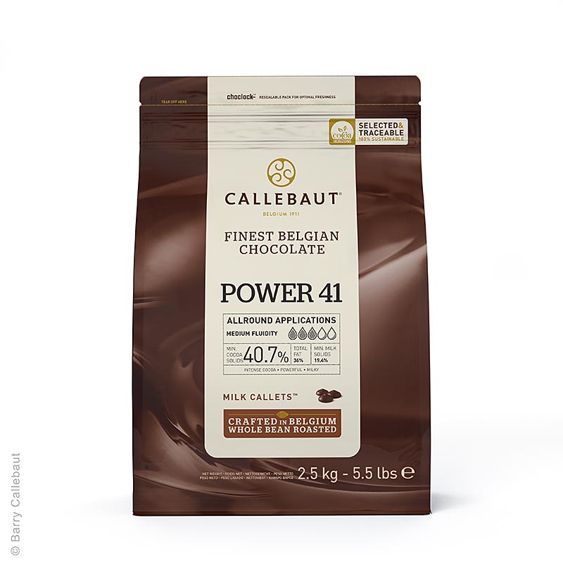 Power 41, mlecna cokolada Callets Couverture, Callebaut - 2,5 kg - torba