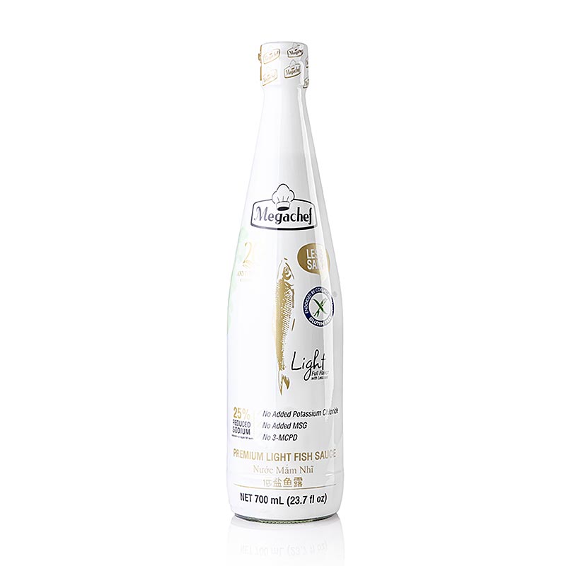 Megachef premium let fiskesauce (lavere saltindhold), glutenfri - 700 ml - Glas