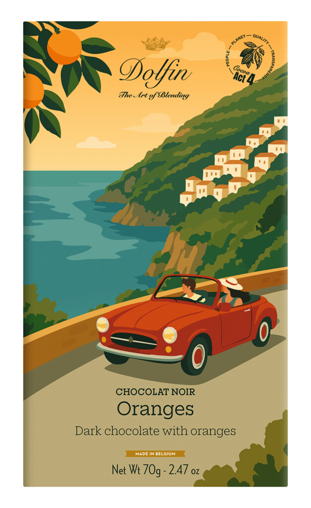 Tablet, Noir Oranges, Summer, Summer Edition, Dark Chocolate 60% and Orange, Dolfin - 70 g - Piece