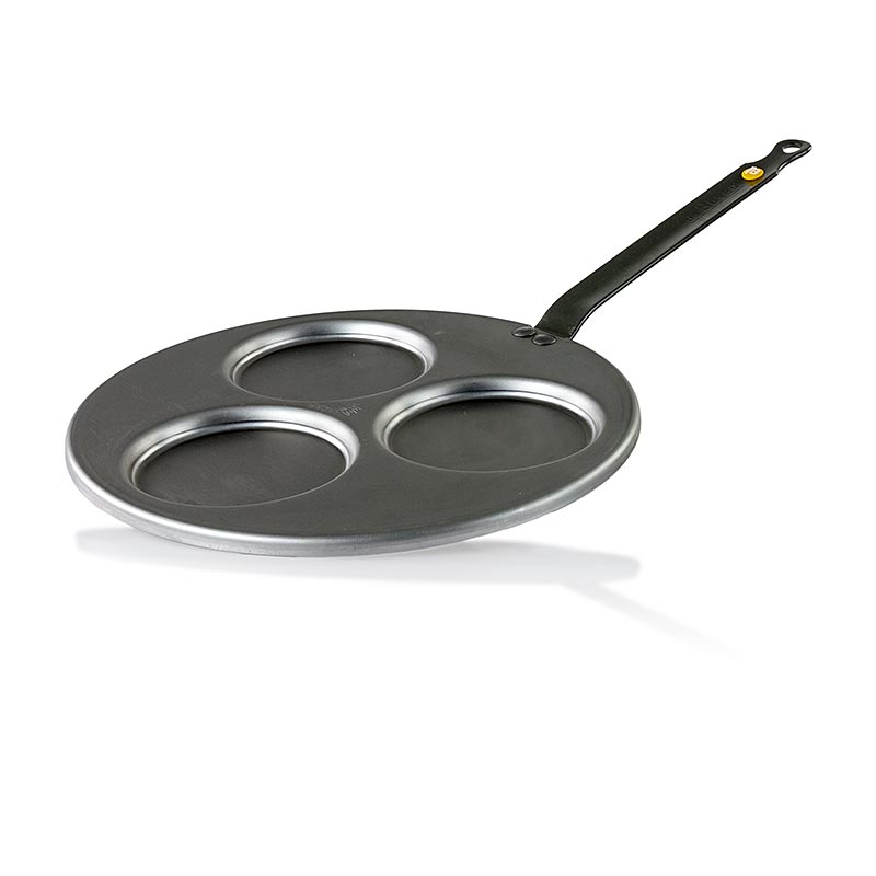 deBUYER Mineral B Element iron pan for 3 blinis a Ø 10cm, Ø 27cm total - 1 pc - carton