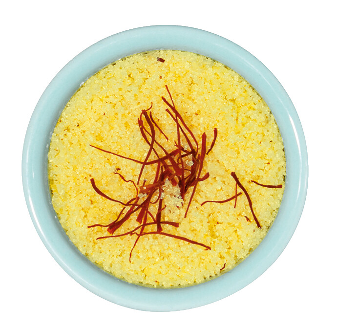 Fleur de Sel Azafran mini, Fleur de Sel com acafrao em mini pote, Sal de Ibiza - 28,35g - Pedaco