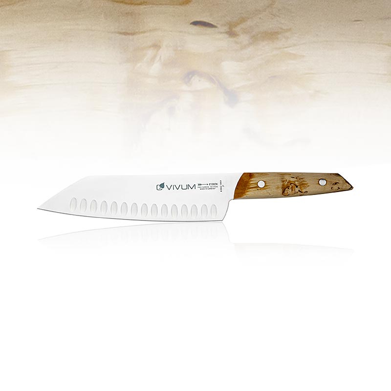 VIVUM Santoku knife, scoop cut, with wooden handle, 18cm, THICK - 1 piece - outer packaging