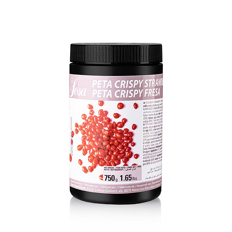 Sosa - Peta Crispy, Erdbeer Wet Proof, Kakaobutter ummantelt (Knall Brause) - 750 g - Pe - dose