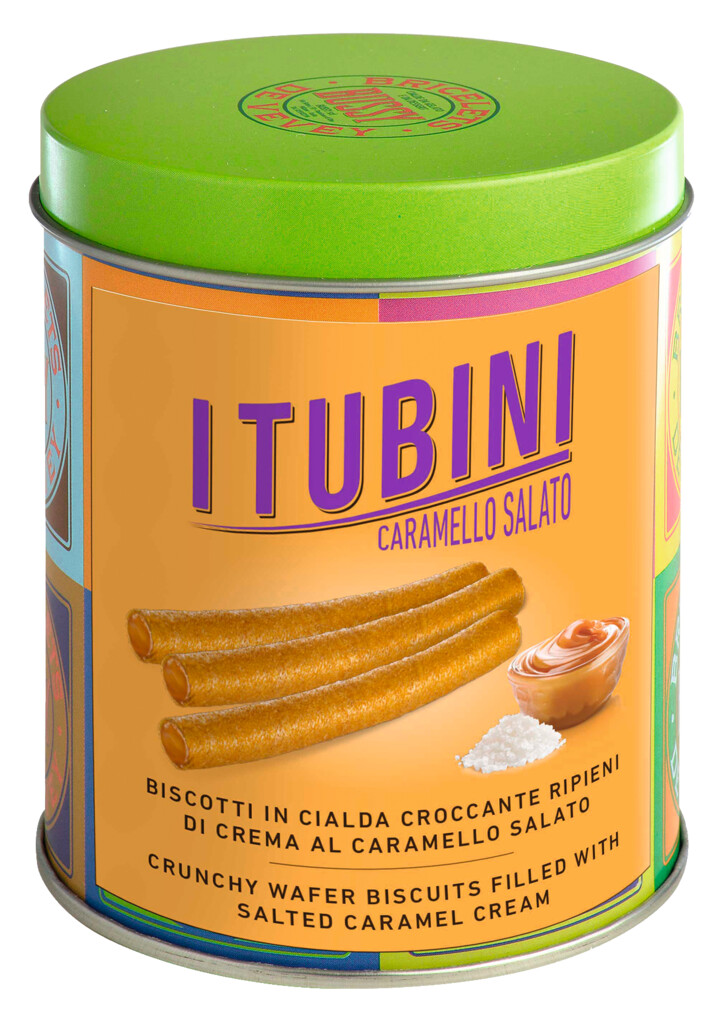 Tubini Caramello Salato, zvitek vaflja, polnjen s karamelno kremo in soljo, Bussy - 280 g - lahko