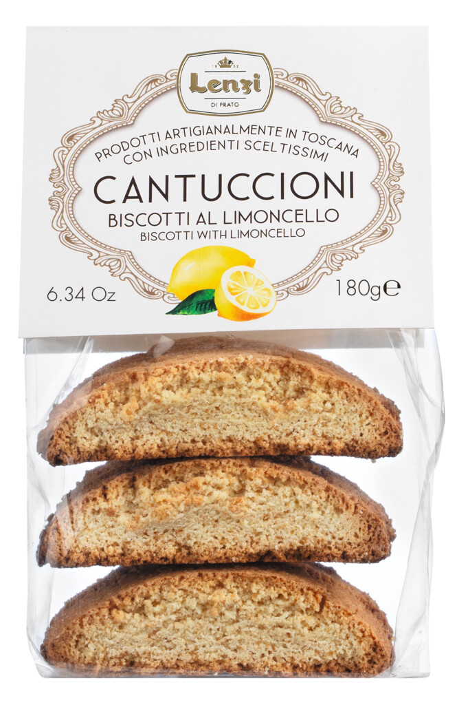 Cantuccioni Limoncello, kekseja limoncellolla, Lenzi - 180 grammaa - laukku