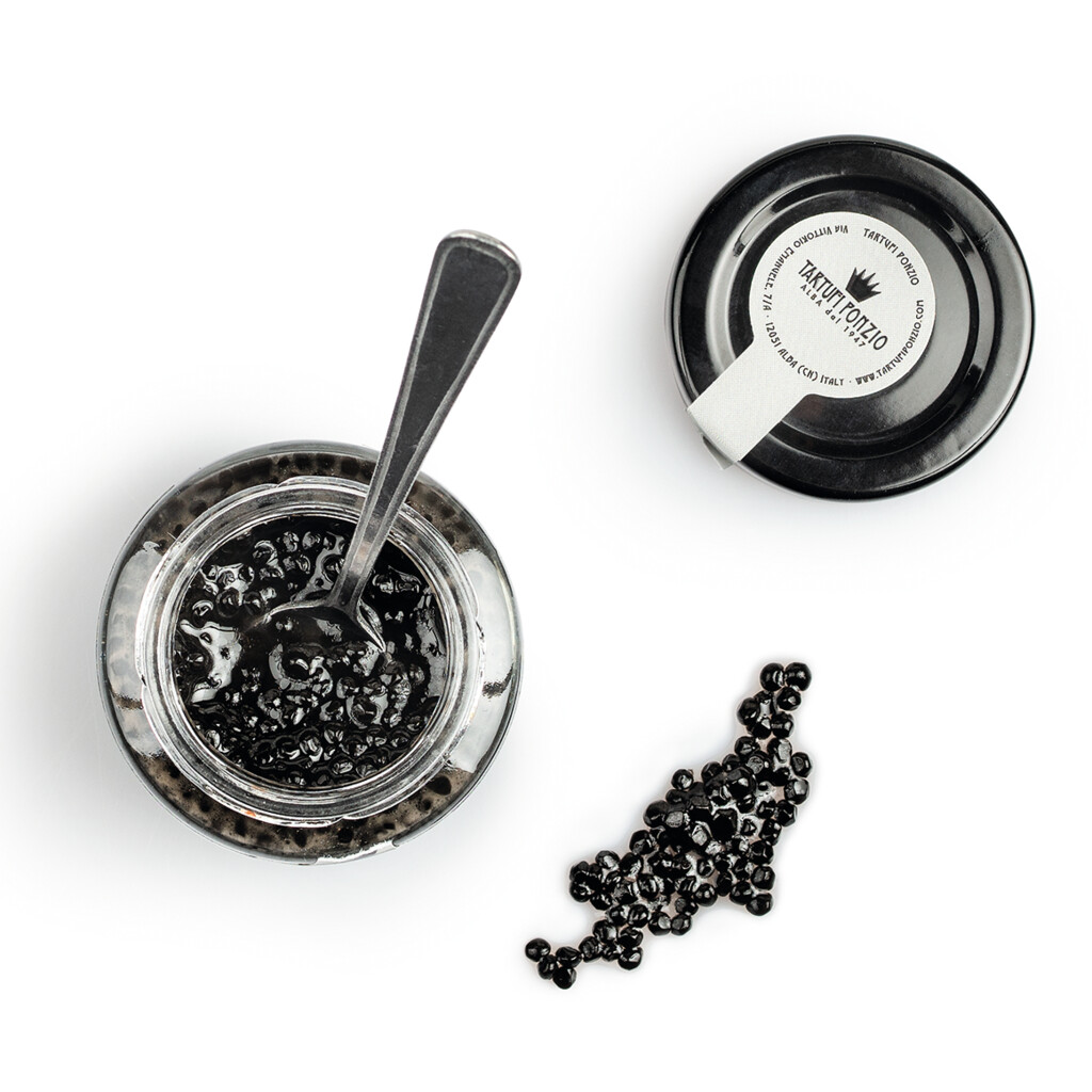 Perles de truffe noire, jus de truffe noire - perles, Tartufi Ponzio - 50 g - Verre