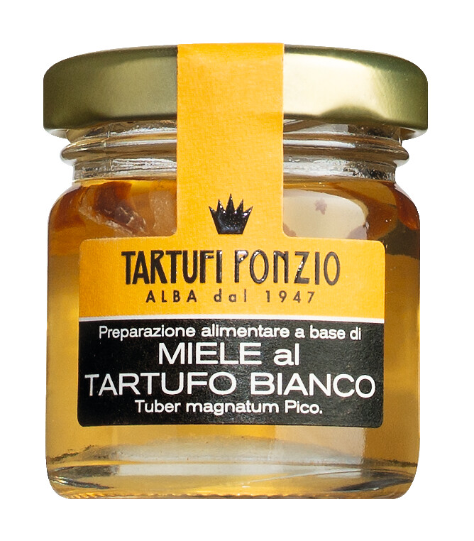 Miele al tartufo bianco, Akazienhonig mit weißem Trüffel, Tartufi Ponzio - 40 g - Glas