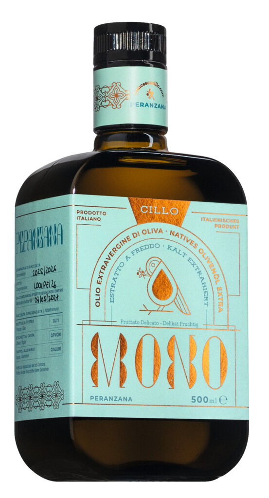Monocultivar Peranzana, Linea Mono, Minyak Zaitun Extra Virgin, Cillo - 500 ml - Botol