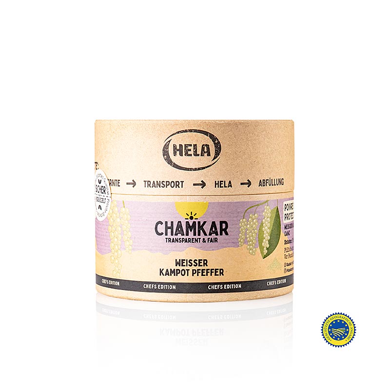 HELA Chamkar - Pebre blanc de Kampot, sec, sencer, IGP - 270 g - Aromabox