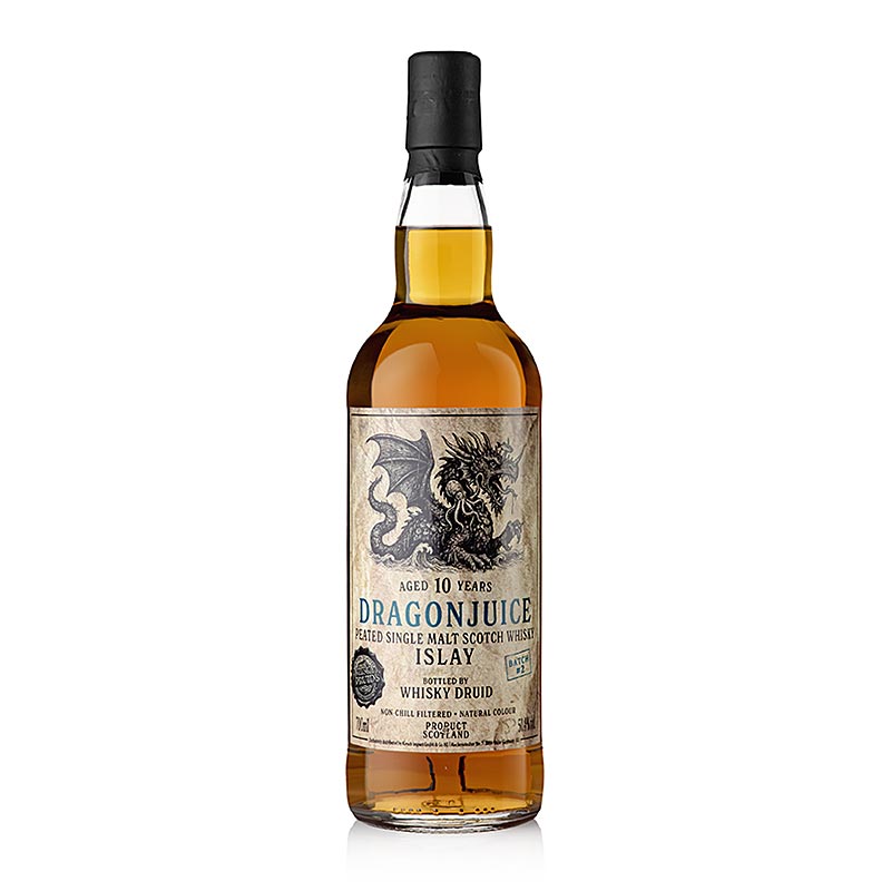 Single Malt -viski, Whiskey Druid Dragonjuice 10 vuotta, 50,4 % tilavuus, Islay - 700 ml - Pullo