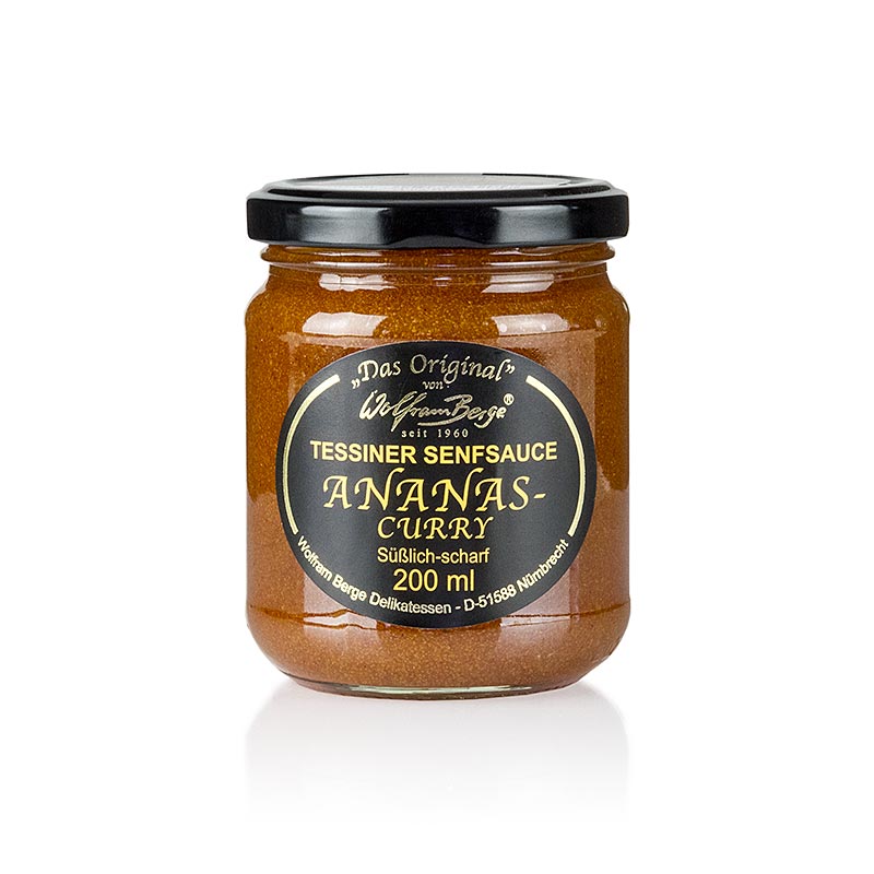 Original Ticino pineapple curry mustard sauce, Wolfram Berge - 200 ml - Glass
