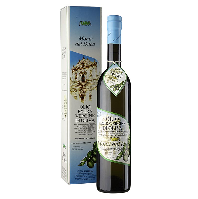 Huile d`Olive Extra Vierge, Sélection Caroli Monti del Duca, délicatement fruitée - 750 ml - bouteille