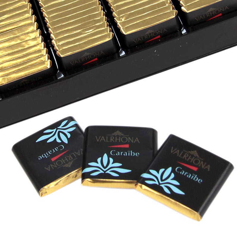 Valrhona Carre Caraibe - tablettes de chocolat noir, 66% de cacao - 1kg, 200 x 5g - boite