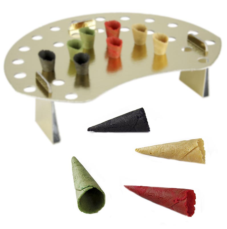 Minicroissant Basic, neutraal, rood, groen, zwart, Ø 2,5x7,5cm, met wafelhouder - 1,1 kg, 260 stuks - karton