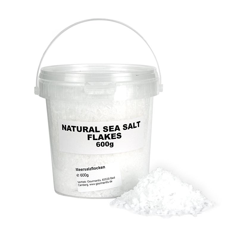 Sea salt in pyramidal form, natural, Petros, Cyprus - 600 g - Pe-bucket