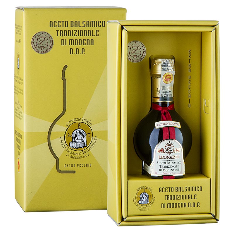 Aceto Balsamico Tradizionale di Modena DOP/BOB, Extravecchio, 25 år, Leonardi - 100 ml - karton Aceto Balsamico Tradizionale di Modena DOP/BOB, Extravecchio, 25 år, Leonardi - 100 ml - karton