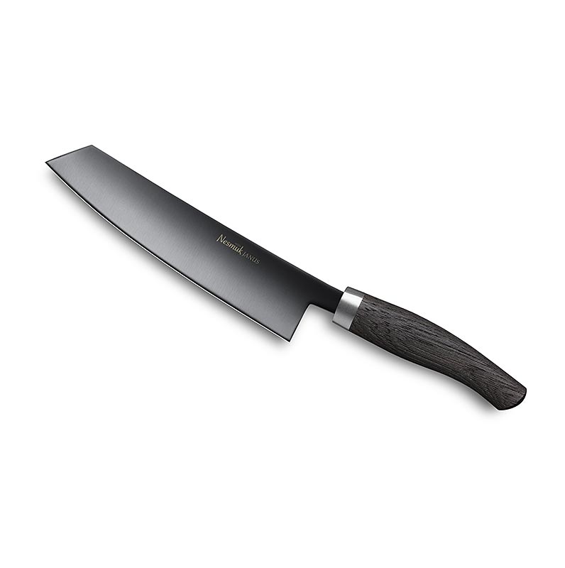 Couteau de chef Nesmuk Janus 5.0, 180mm, virole en acier inoxydable, manche en chêne des marais - 1 pc - boîte