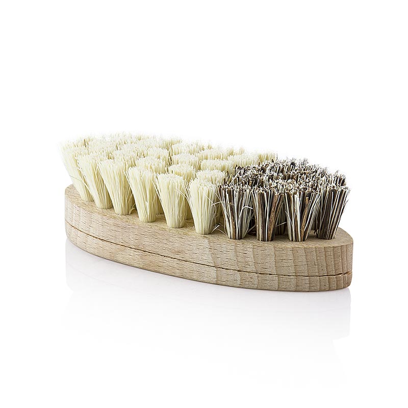 Vegetable brush, beech wood, agaves and palm tree bristles, handmade - 1 pc - loose