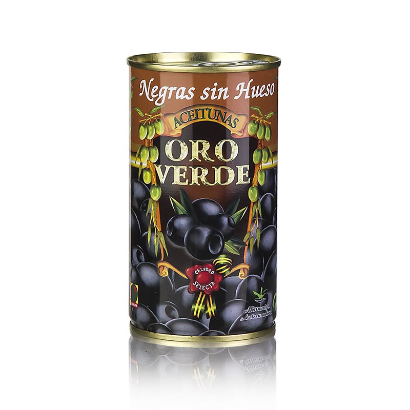 Black olives, without kernel, blackened, in brine - 350 g - Glass