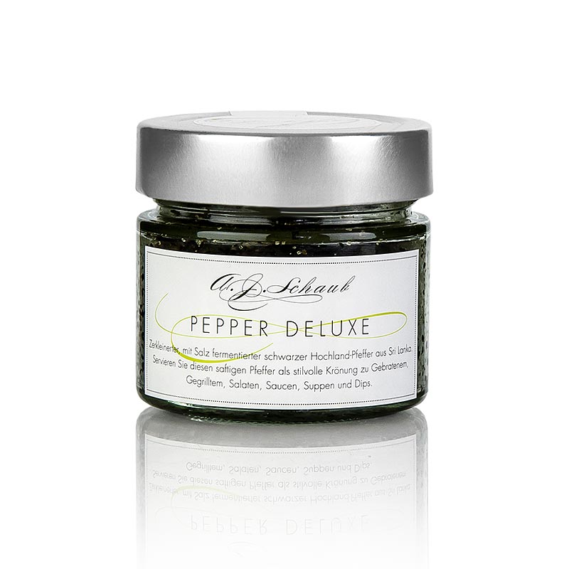 poivre noir, fermenté avec du sel de mer, écrasé, DELUXE PEPPER - 100 g - verre