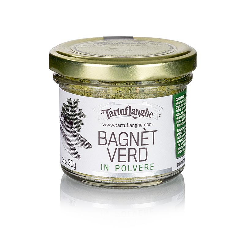 TARTUFLANGHE noH2O Bagnetto Verde in Pulver (grüne Sauce), dehydriert - 30 g - Glas TARTUFLANGHE noH2O Bagnetto Verde in Pulver (grüne Sauce), dehydriert - 30 g - Glas
