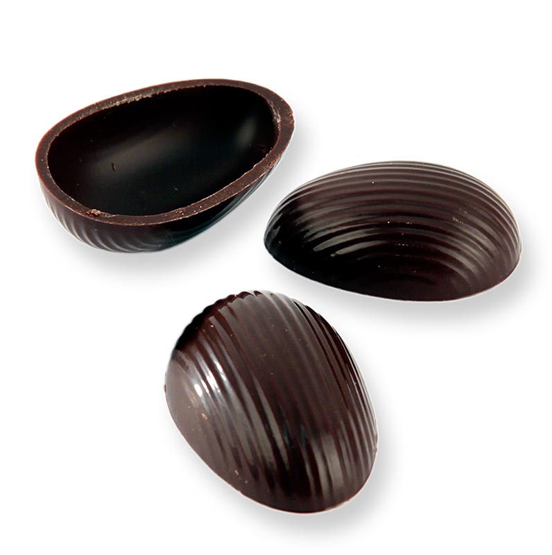 Chocolate egg half-shells, dark, large, 44x29mm, Läderach (Easter) - 1.571 kg, 462 pieces - karto Chocolate egg half-shells, dark, large, 44x29mm, Läderach (Easter) - 1.571 kg, 462 pieces - karto