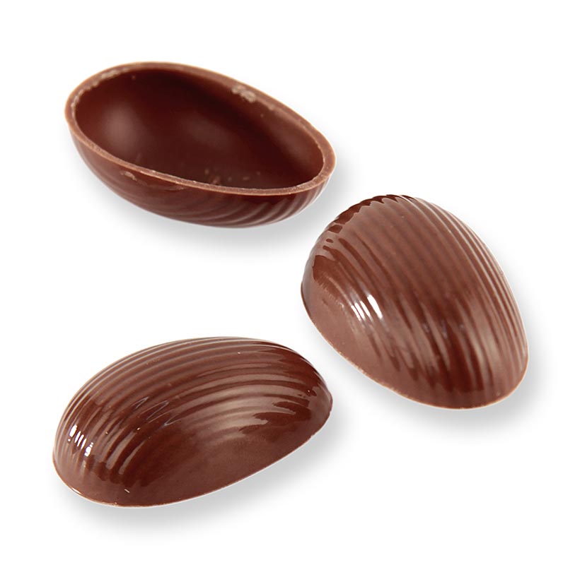 Demi-coquilles d`oeufs en chocolat, chocolat au lait, grand format, 44 x 29 mm, Laderach (Paques) - 1,571 kg, 462 pieces - Carton