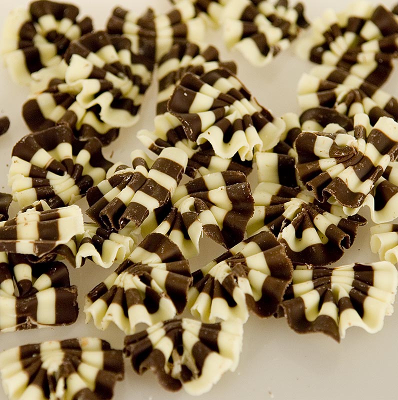 Mini Forest deco sticker, chocolate fan, white / dark chocolate, 33 x 26 mm - 1 kg, about 500 pieces - carton