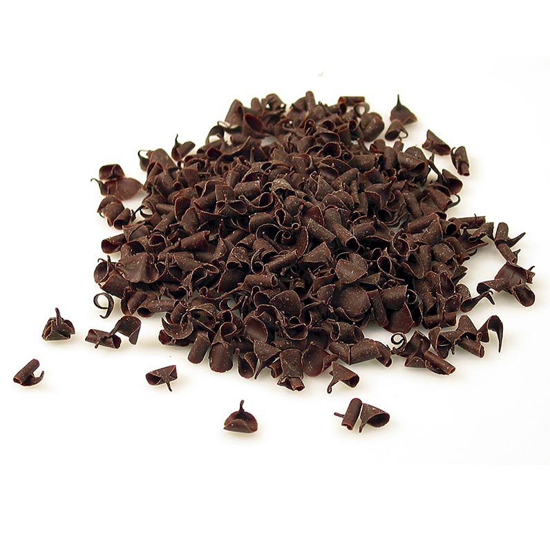 Blüte, Zartbitterschokolade, Schoko-Garnierraspel Zartbitter Plain (Curls Dark) 520/41126 - 2,5 kg - Karton Blüte, Zartbitterschokolade, Schoko-Garnierraspel Zartbitter Plain (Curls Dark) 520/41126 - 2,5 kg - Karton