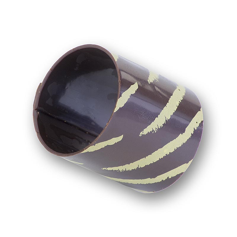 Schokoform - Cannelloni / Zylinder, Dunkel mit Goldstreifen, Ø 35 mm, 3,5 mm hoch - 170 g, 35 St - Karton Schokoform - Cannelloni / Zylinder, Dunkel mit Goldstreifen, Ø 35 mm, 3,5 mm hoch - 170 g, 35 St - Karton