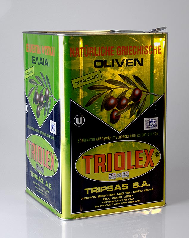 Black olives, without kernel, Kalamata olives, in brine, 18.5 kg, canister