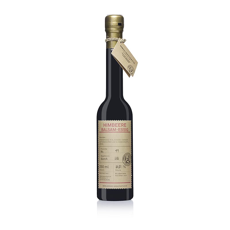 Himbeer Balsam Essig, 6% Säure, Adrian Manufaktur - 250 ml - Flasche Himbeer Balsam Essig, 6% Säure, Adrian Manufaktur - 250 ml - Flasche