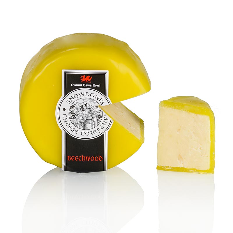 Snowdonia - Beechwood Smoked, geräucherter Cheddar Käse, gelber Wachs - 200 g - Papier