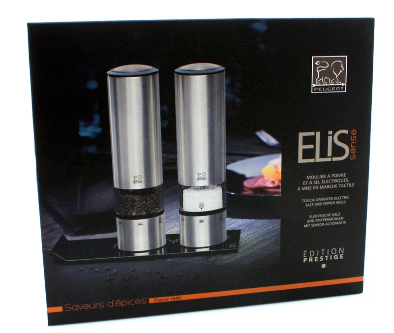 Peugeot Elis Sense Electric Salt & Pepper Mill Set, Stainless