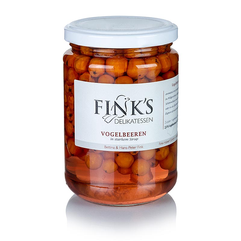 Wilde Vogelbeeren in Sirup, Fink`s Delikatessen - 400 g - Glas Wilde Vogelbeeren in Sirup, Fink`s Delikatessen - 400 g - Glas