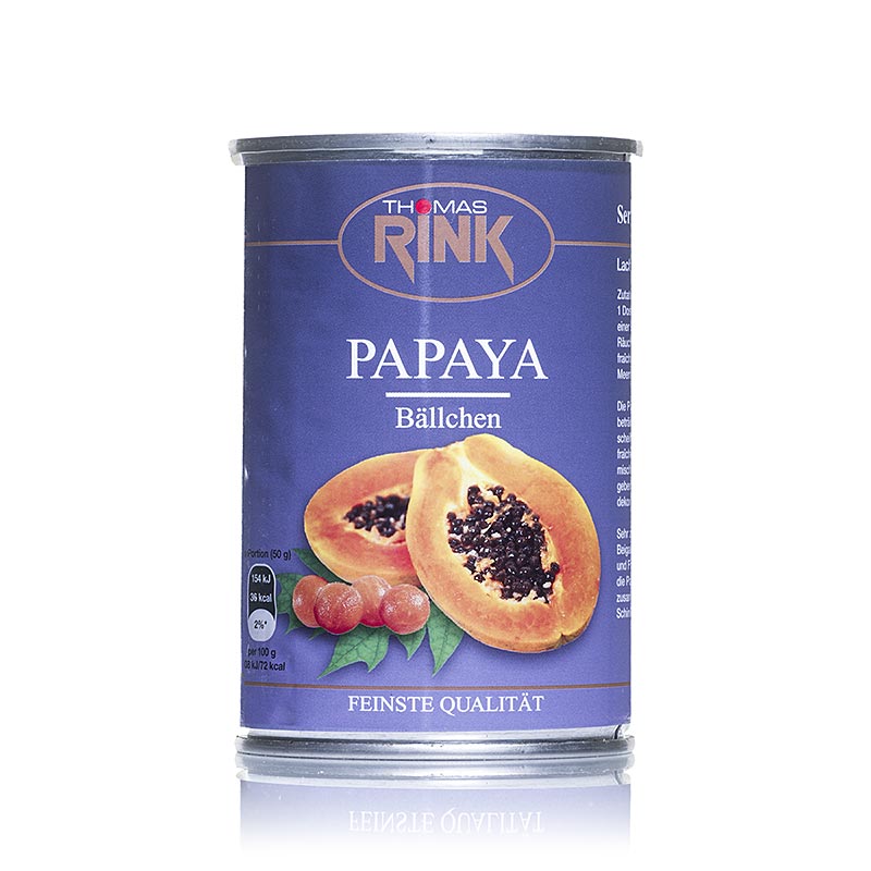 Papaya-Bällchen, leicht gezuckert Thomas Rink - 425 g - Dose Papaya-Bällchen, leicht gezuckert Thomas Rink - 425 g - Dose