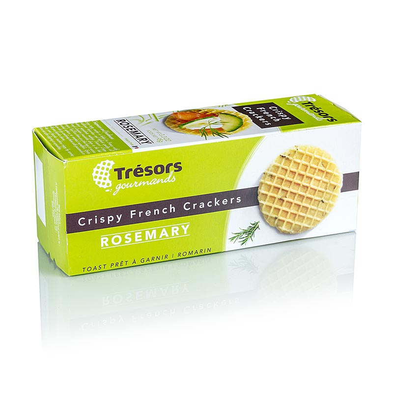 Barsnack Tresors - Crispy franz. Mini-Waffel-Cracker mit Rosmarin - 95 g - Karton