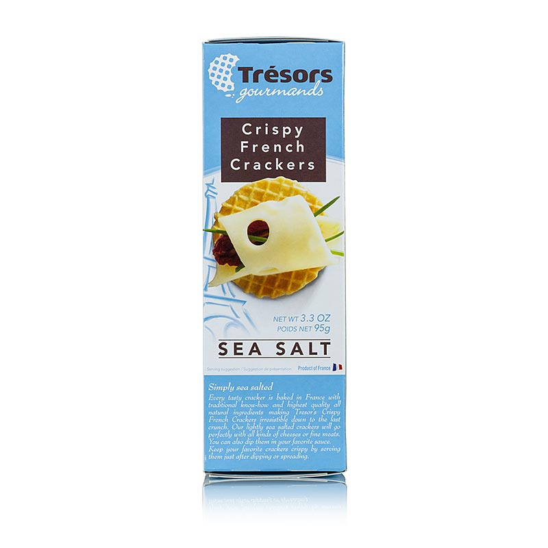 Barsnack Tresors - Crispy franz. Mini-Waffel-Cracker mit Meersalz - 95 g - Karton