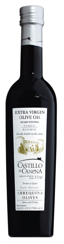 Family Reserve Arbequina Extra Virgin Olive Oil, Natives Olivenöl Extra, Arbequina, Castillo de Canena - 500 ml - Flasche Family Reserve Arbequina Extra Virgin Olive Oil, Natives Olivenöl Extra, Arbequina, Castillo de Canena - 500 ml - Flasche