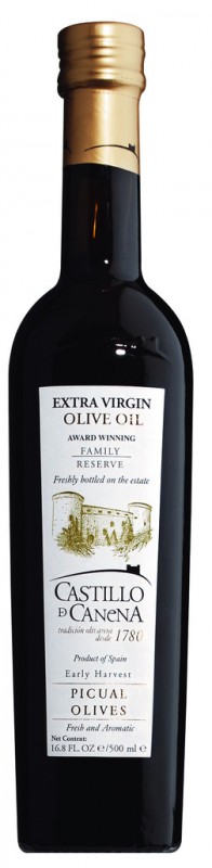 Huile d`olive extra vierge Picual Family Reserve, huile d`olive extra vierge, Picual, Castillo de Canena - 500 ml - bouteille