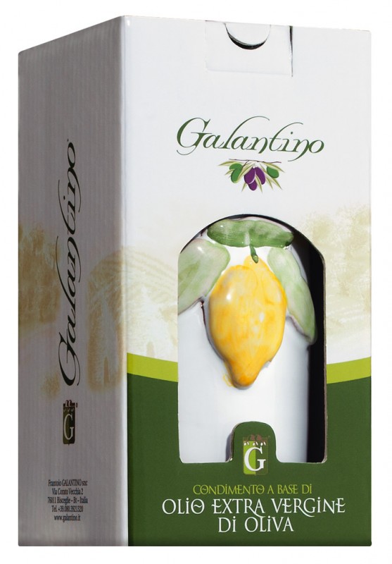 Olio al limone, orcio, extra vierge olijfolie met citroen, kan, galantino - 250 ml - werper