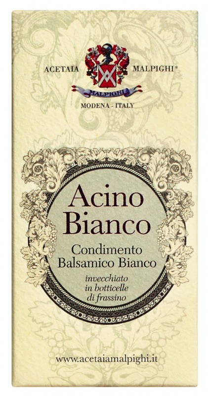 Acino Bianco, Condimento bianco, Condimento Bianco, 5 jaar gerijpt, Malpighi - 50 ml - fles