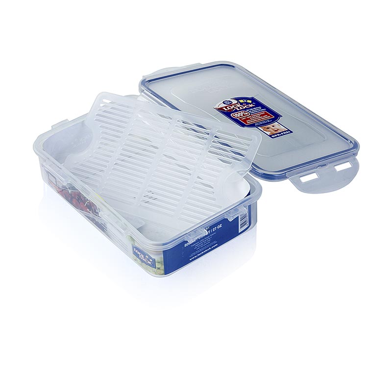 Fresh box lock and lock, 800 ml, rectangular 207 x 134 x 53 mm, with drain grate - St - loose Fresh box lock and lock, 800 ml, rectangular 207 x 134 x 53 mm, with drain grate - St - loose