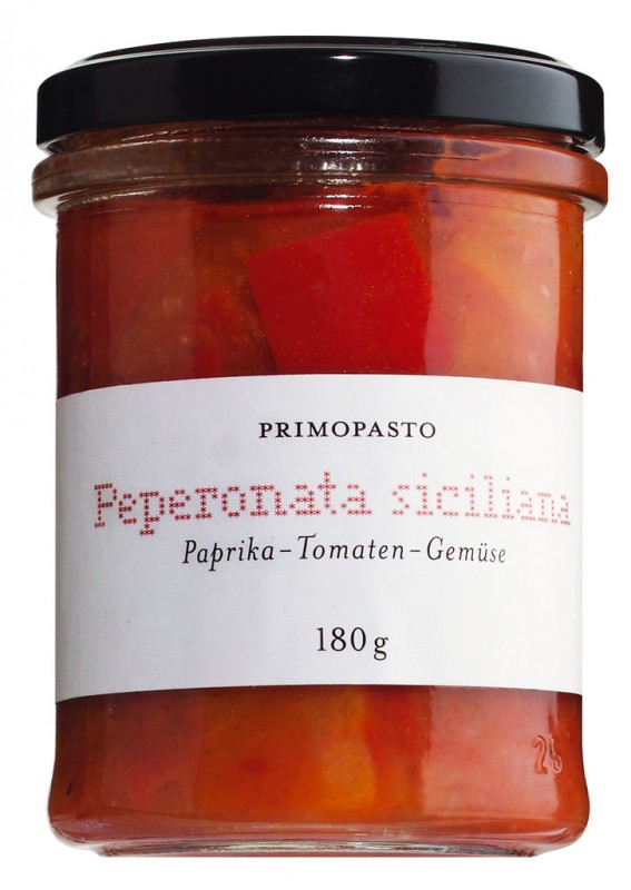 Peperonata siciliana, Paprika-Tomaten-Gemüse, Primopasto - 180 g - Glas