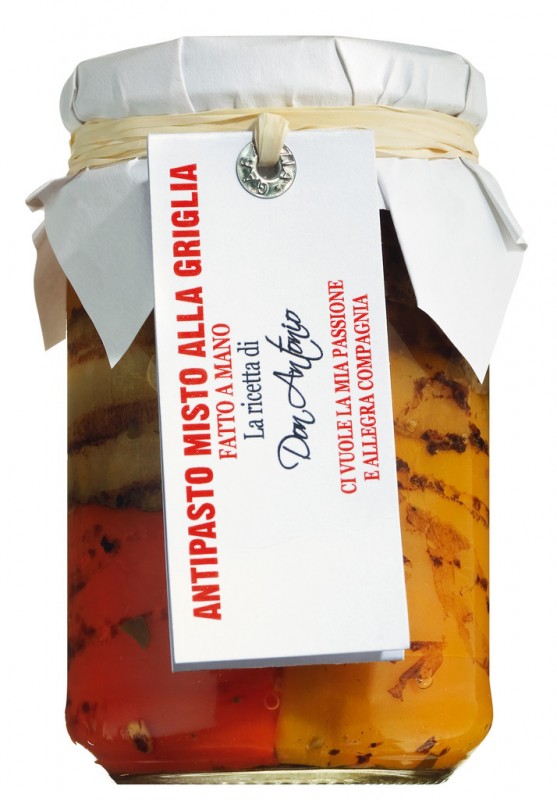 Antipasto misto alla griglia, Antipasto, mixed and grilled, Don Antonio - 280 g - Glass Antipasto misto alla griglia, Antipasto, mixed and grilled, Don Antonio - 280 g - Glass