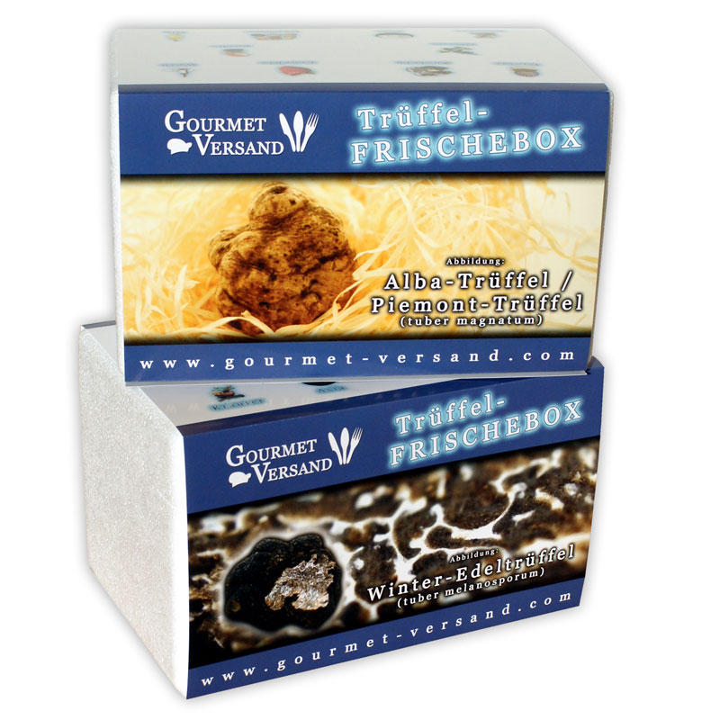 Trüffel - FRISCHEBOX - Pappschuber von GOURMET VERSAND, beidseitig hochglanz bedruckt - 1 Stück - - Trüffel - FRISCHEBOX - Pappschuber von GOURMET VERSAND, beidseitig hochglanz bedruckt - 1 Stück - -