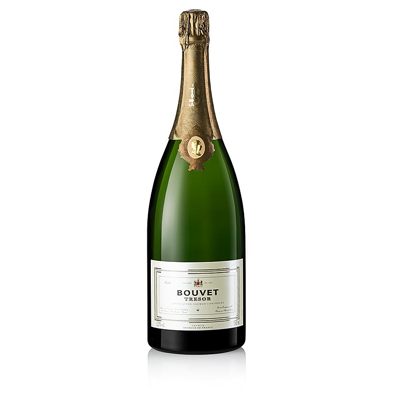 Bouvet Tresor Blanc Saumur A.O.C, 2012, brut, Sekt Loire, 12,5% vol.Magnum - 1,5 l - Flasche Bouvet Tresor Blanc Saumur A.O.C, 2012, brut, Sekt Loire, 12,5% vol.Magnum - 1,5 l - Flasche